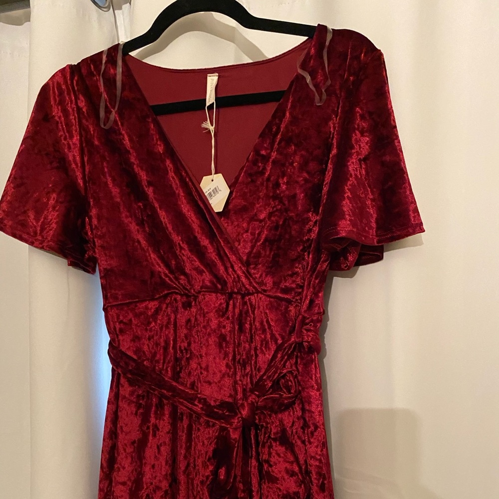NWT PinkBlush Velvet Asymmetrical dress